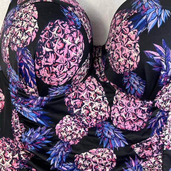 Torrid 5X 1 Piece Swimsuit Push Up Demi Slim Fix Padded Underwire Pineapple - Picture 4 of 15